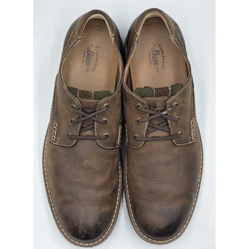 G.H. Bass Brewer Leather Shoes Mens 10.5M Brown Casual Loafers 4181